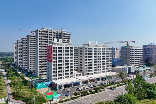 花半里9月工程进度航拍部分楼栋外墙真石漆呈现-工程进度-宿房网-宿州